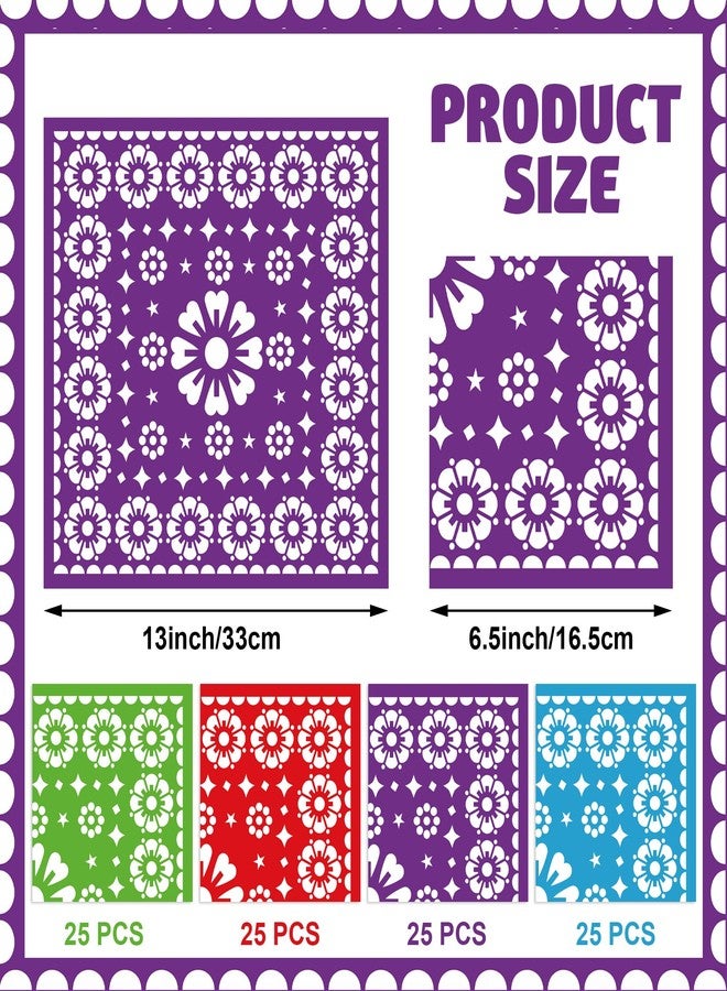 Maniaacer 100 PCS Mexican Fiesta Paper Napkins Mexican Papel Picado Party Napkins Disposable Cinco De Mayo Luncheon Napkins for Fiesta Mayo Taco Birthday Party Supplies,6.5 x 6.5 Inch - Image 2